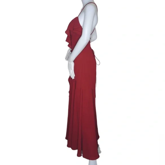 Fame and Partners Callais Dress Maxi Ruffle Asymmetrical Hem Aesthetic NWOT $345 - Picture 5 of 9